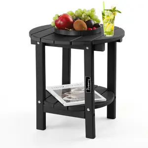 Outdoor Side Table, 2-Tier Round Patio Side Table, Adirondack Side Table