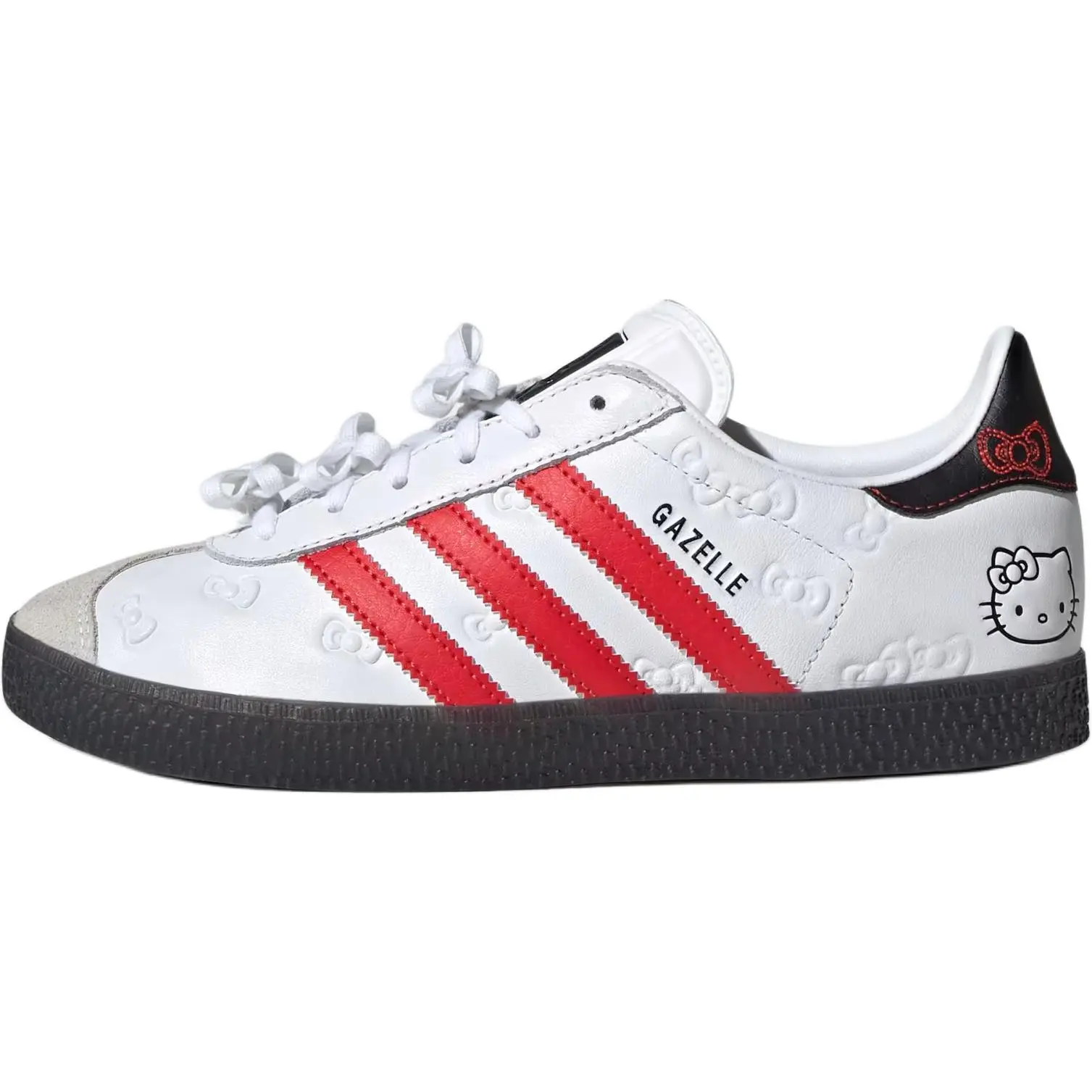 Adidas Hello Kitty X Originals Gazelle Abrasion Resistant Low Top Kids'' Skateboarding Shoes White Red Versatile Comfort IH9953