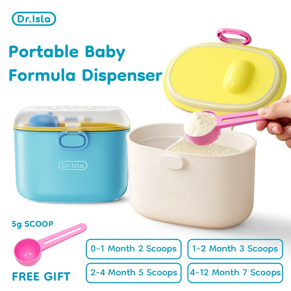 Dr.Isla Portable Baby Formula Dispenser - Leak-Proof, Travel-Friendly, BPA-Free, Airtight  380ml Food Grade Container with Scoop & Leveller for Diaper Bags, Multi-Use Snack Holder, Newborn Essentials & Baby Items