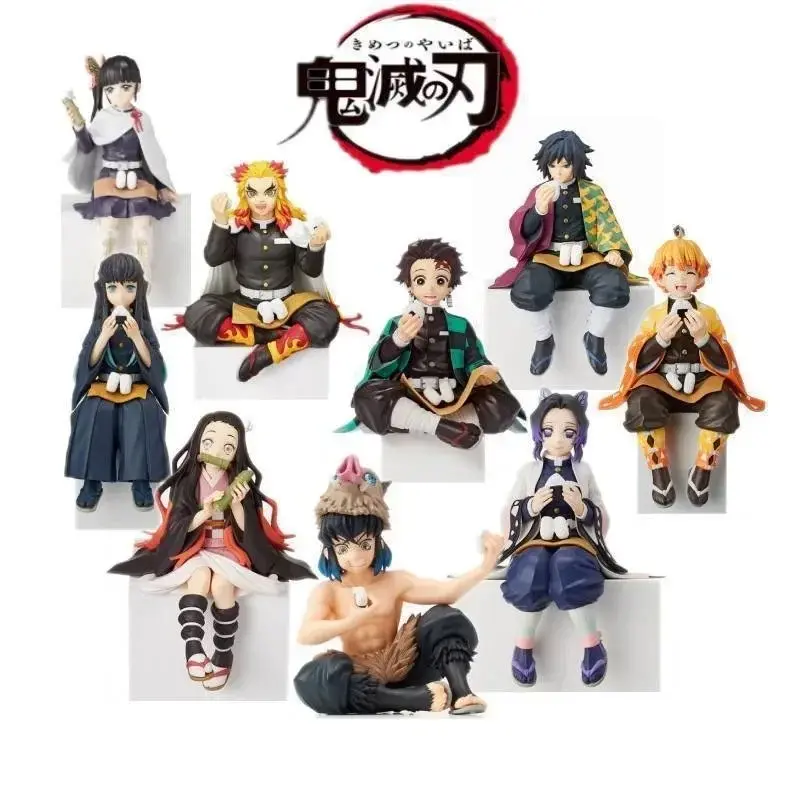 Anime Demon Slayer Figure Kamado Tanjirou Nezuko Sitting Posture Action Figure PVC Model Doll Collection Toy Gift Kids