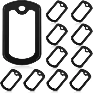 10 Pack Dog Tag Silicone Silencer Black  Dog Tags  for Authentic  Id Tags Rubbers to Reduce Noise and Protect Tag, 52 x 31 mm/ 2.04 x 1.22 Inches