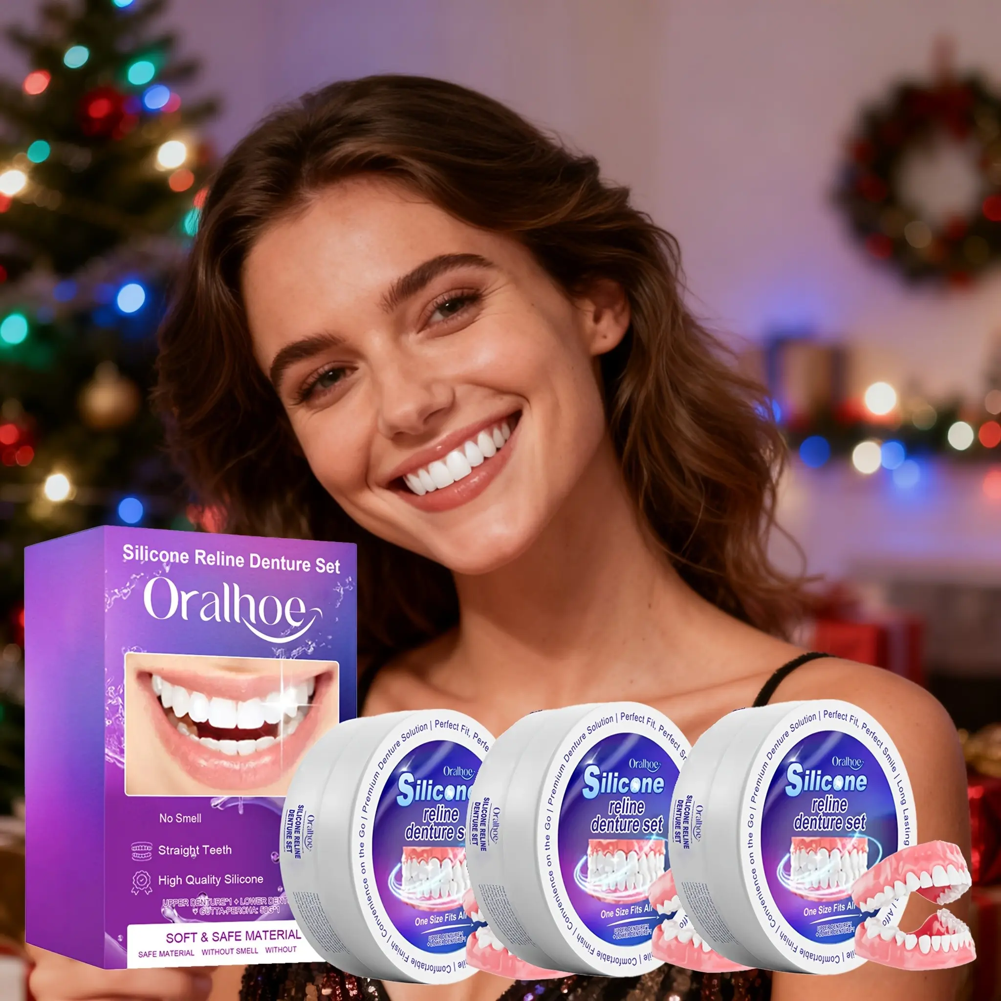 3/4 Sets Of Dentures, Easy to Clean And Install/remove, Upper And Lower Dentures, Non-toxic Materials, DIY Dentures, Dental Solutions, Confident And Shiny Smile, Christmas Gift