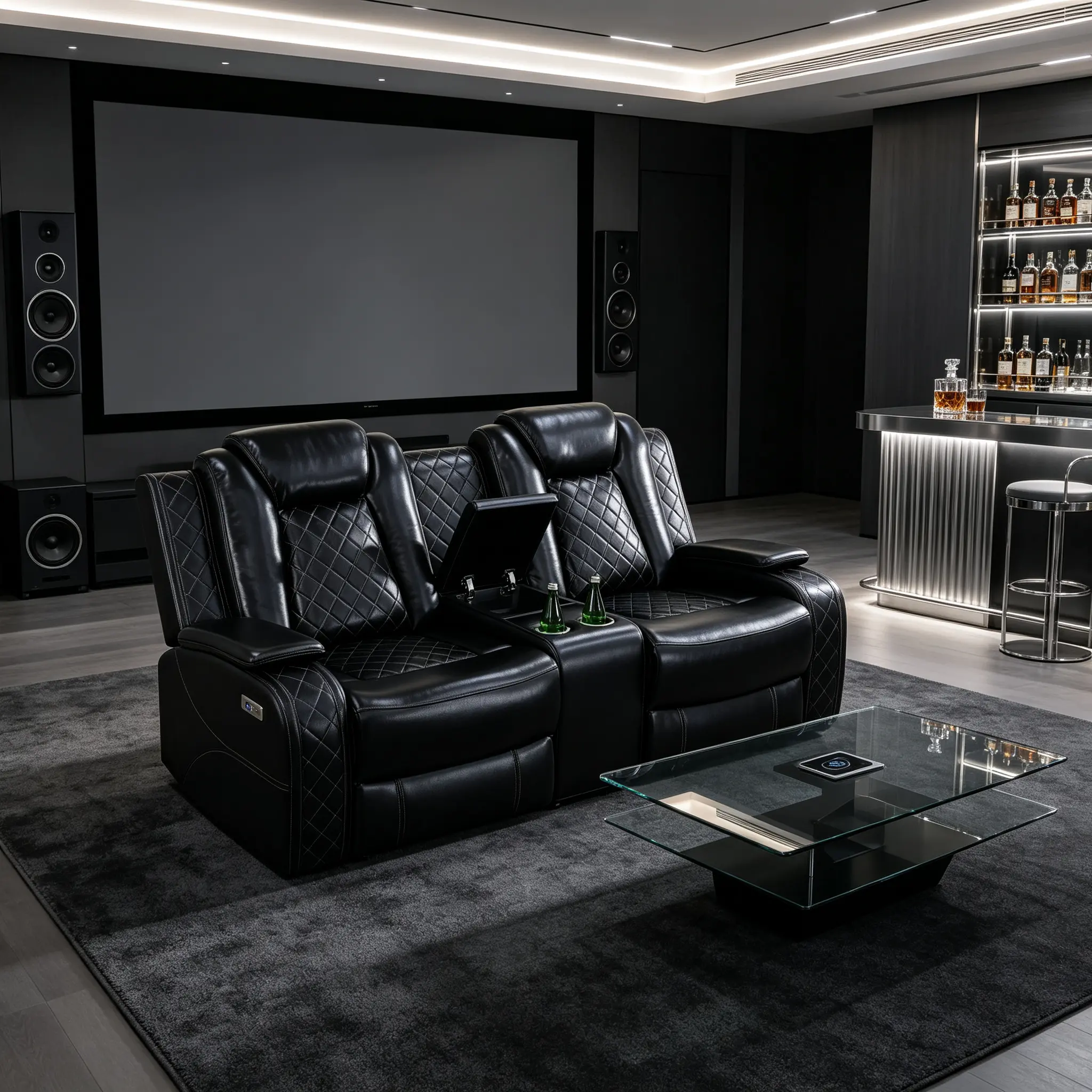 Breathable Leather Recliner Chair Sectional Loveseat - LED Lights, Storage Console, Adjustable Chaise Lounge, Sleek Design for Modern Interiors, Comfortable Seating#Summer Vibes, Summer Vibes, 2-Seat Recliners, Adjustable Padded Recliners