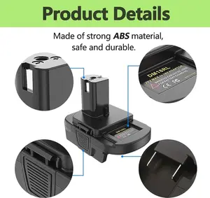 DM18RL Battery Adapter Converter for Dewalt & Milwaukee 20V/18V Li-Ion to Ryobi 18V Tools P103 P104 P105 P108 ABP1801 Toolssetbox(Does not include battery)