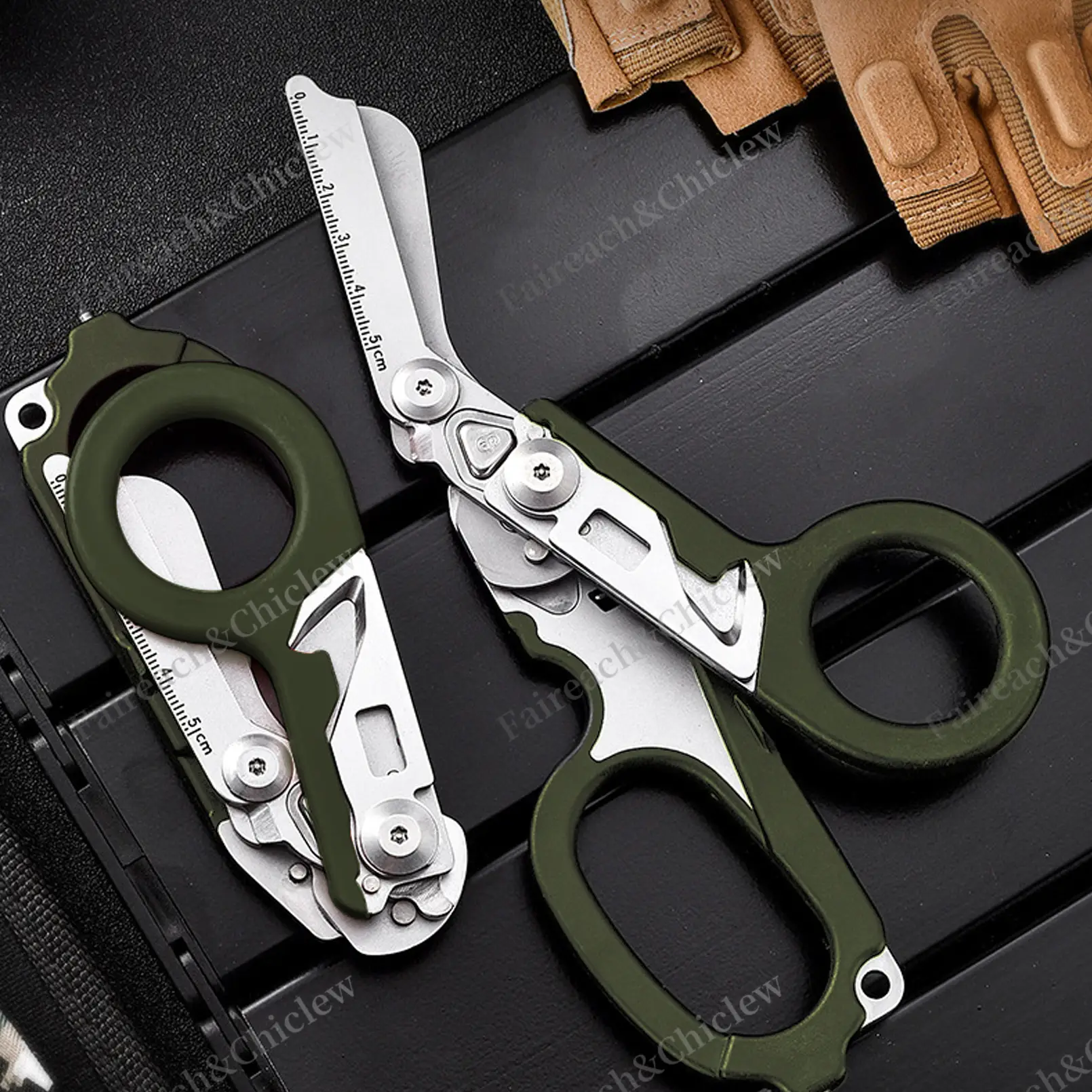 8in1 Outdoor Tactical Scissors, 2025 Upgraded EDC Multifunctional Folding Scissors, Medical Emergency Multipurpose Scissors for Outdoor Camping Hiking