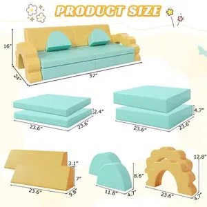 10PCS Kids Couch for Playroom, Baby Climbing and Crawl Foam Play Set, Foam Climbing Blocks Convertible Sofa ,Kids Play Couch, Indoor Climbing Structure for Toddlers, Infant, Kids, Pre-school