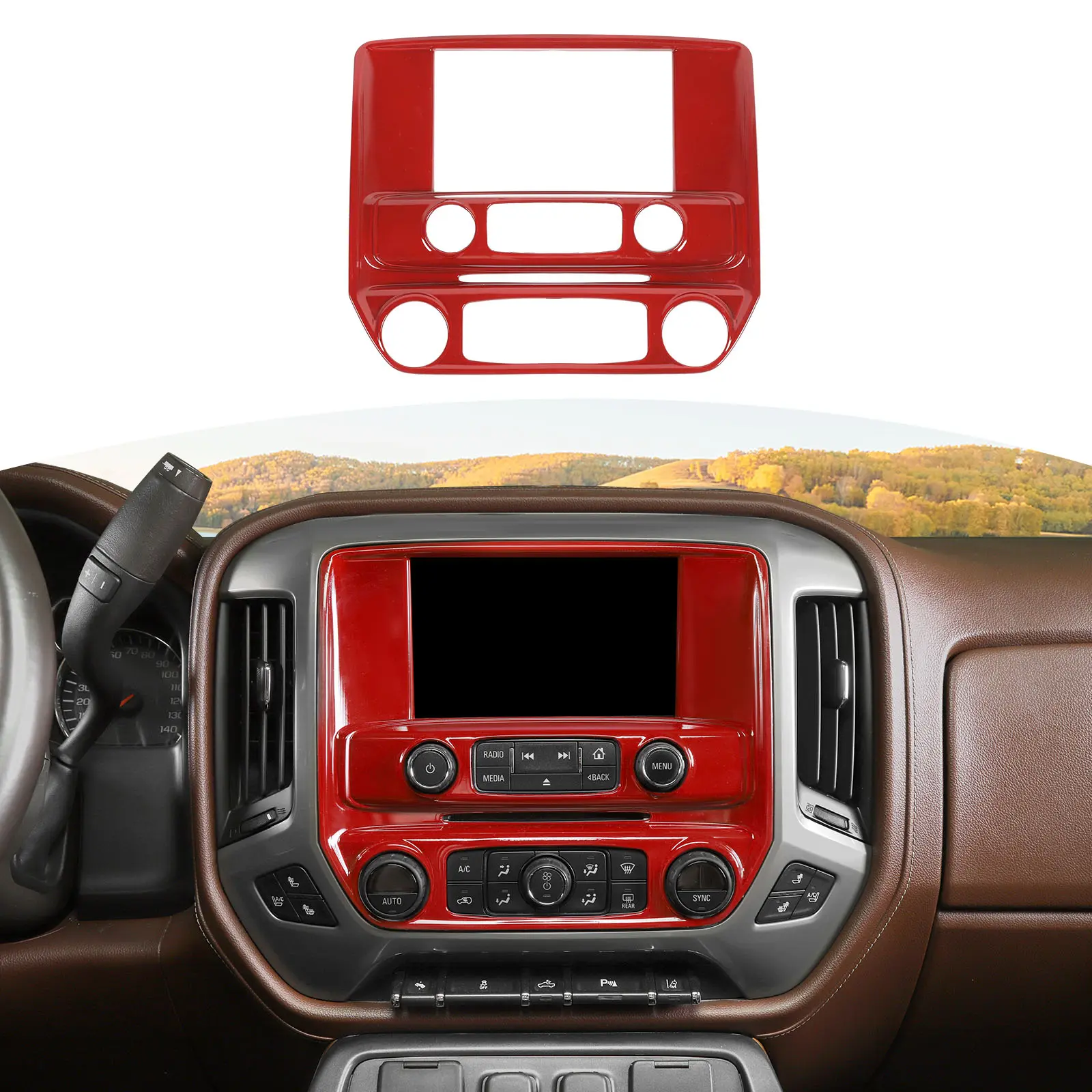 Carbon Fiber Center Console Dashboard Cover Trim - ABS Car Interior Decorative Sticker, Vehicle, Cars & Truck Accessories for Chevrolet Silverado 1500 & GMC Sierra 1500 (2018-2024) Truck Enhancement Decal