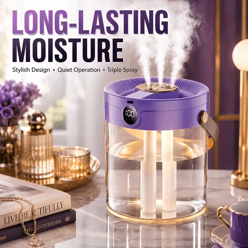 Humidifiers for Bedroom, Large Room Cool Mist Humidifier, Cool Mist Diffuser, Large Capacity Spray, Adjustable Mist Levels, Low Noise Design, Auto Shut-Off Protection, Portable Water Tank, Suitable for Bedroom, Office Apartment, Indoor Spaces