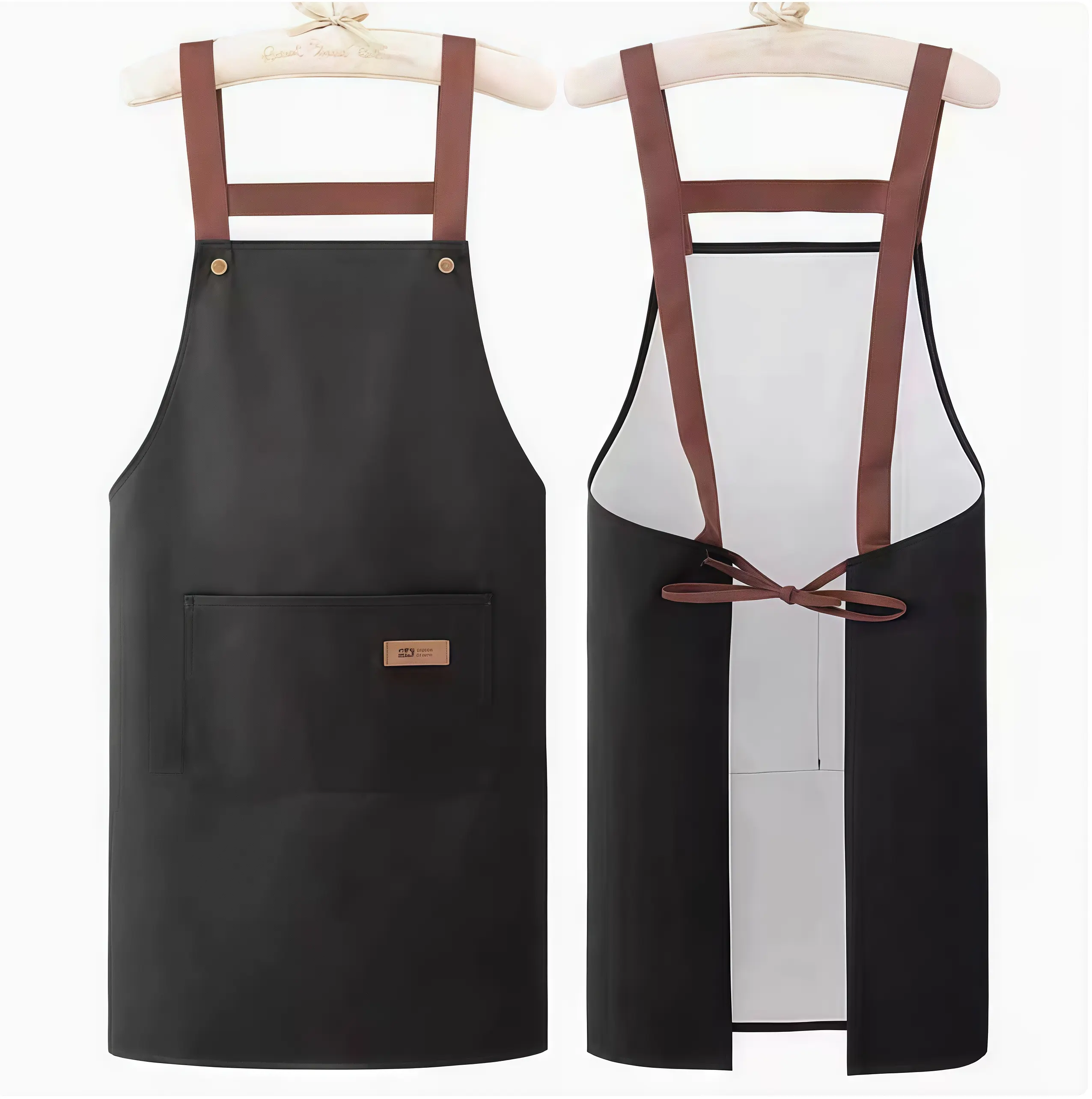 Waterproof Bear Print Kitchen Apron, Adjustable Cross-Back Cooking Apron with Pocket, Cute "Nice" Bear Apron for Women, Stain-Resistant Chef Apron for Baking & Cleaning