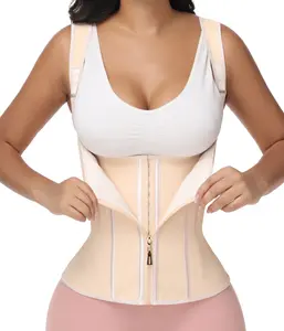 Waist Trainer Vest for Women Tummy Control Sports Workout Waist Cincher Corset Adjustable Shoulder Strap Tank Top Body Shaper with Zipper Hook