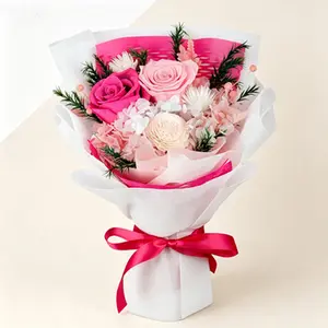 Dried Flower Bouquet, Long Lasting Preservation Gift, Flowers for Prime Delivery for Her Girlfriend Mom, Valentine's Day Christmas Mother's Day Anniversary Birthday Present, Pink Romantic Floral Arrangement