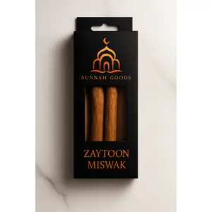 Sunnah Goods Zaitoon Miswak Box – 2 Olive Tree Miswaks + Holder Lighter Traditional