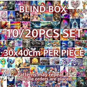 10pcs/20pcs Diamond Painting Kit, Cartoon Animal & Nature Designs, 30x30cm&30x40cm, DIY 5D Full Drill Art Set, Wall Decor Gift for Beginners