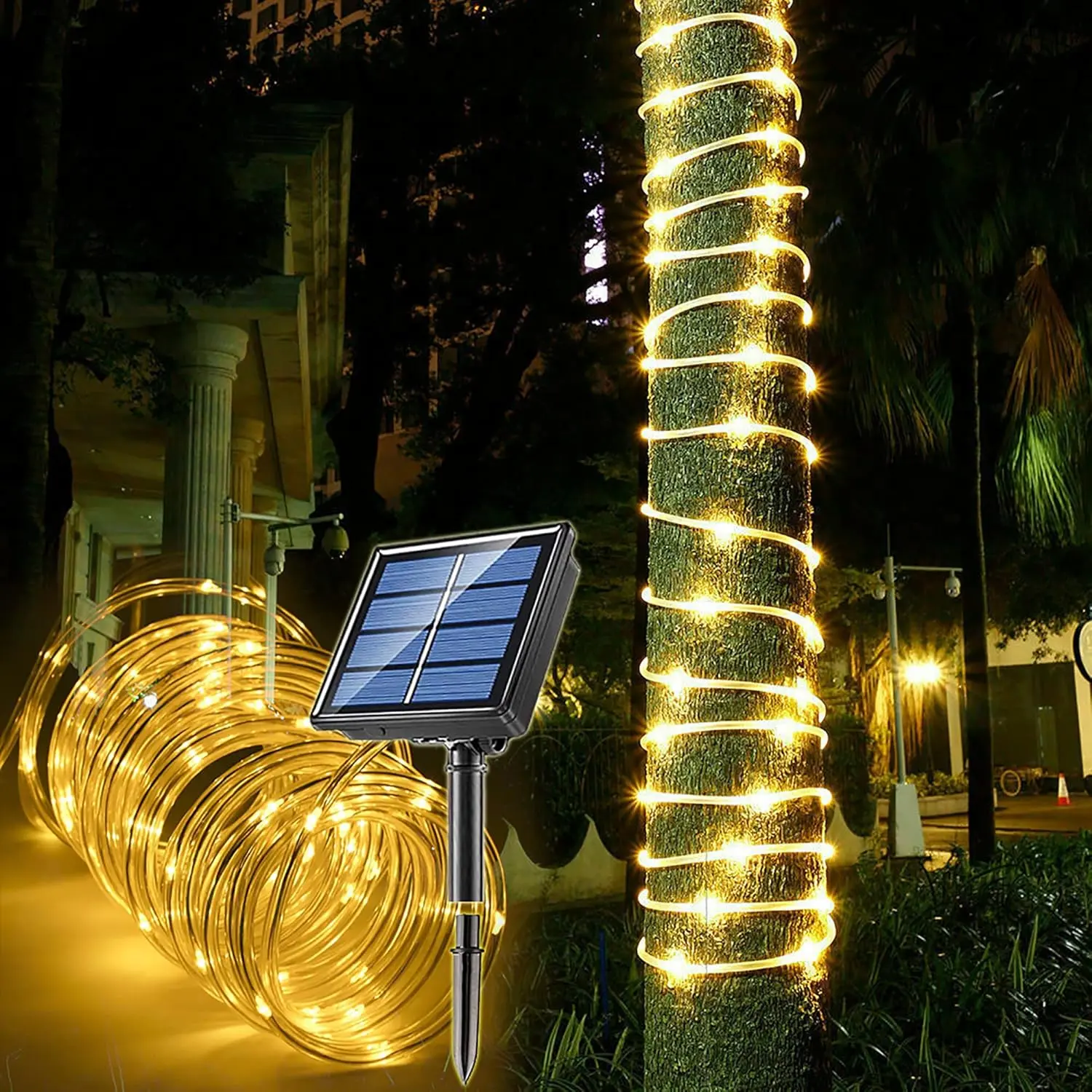Solar Rope Light 2 Pack  IP65 39FT 100LEDs Outdoor LED Solar Outdoor Lights for Party Garden Yard  Wedding Christmas Halloween Holiday Tree Decoration Lighting