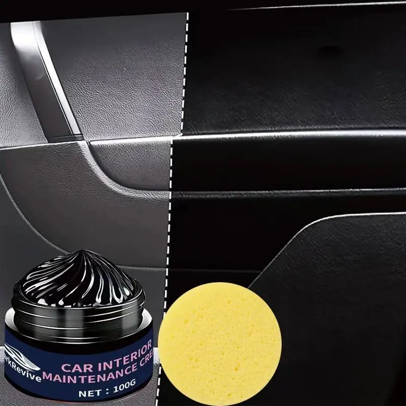 100g Universal Car Interior Nourishing Care Cream Leather Restorer Conditioner Car Leather Conditioner Prevent Dry Crack Restore Soft Texture Leather Plastic Refurbish Long Lasting Interior Protection