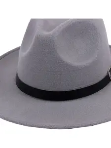 Solid color felt hat, British retro jazz hat, men's and women's flat brimmed gentleman's hat, flat top hat