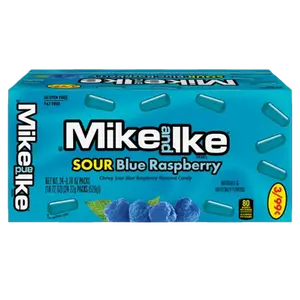 MIKE AND IKE Sour Blue Raspberry Fruit Candies, 0.78oz Box (24 Packs) - Sweet, Artificial Flavor Chewy Low Fat Vending Machine Snack with Sugar, Strawberry & Corn Ingredients, 12-Month Shelf Life