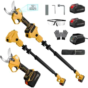 2-in-1 Pole Pruning Shears, 1.4"  Diameter Cordless Electric Pole Pruners - Brushless , 2x4.0Ah , Extra SK5 , 4 Modes Adjustable Branch  for Garden & Flower (Yellow)