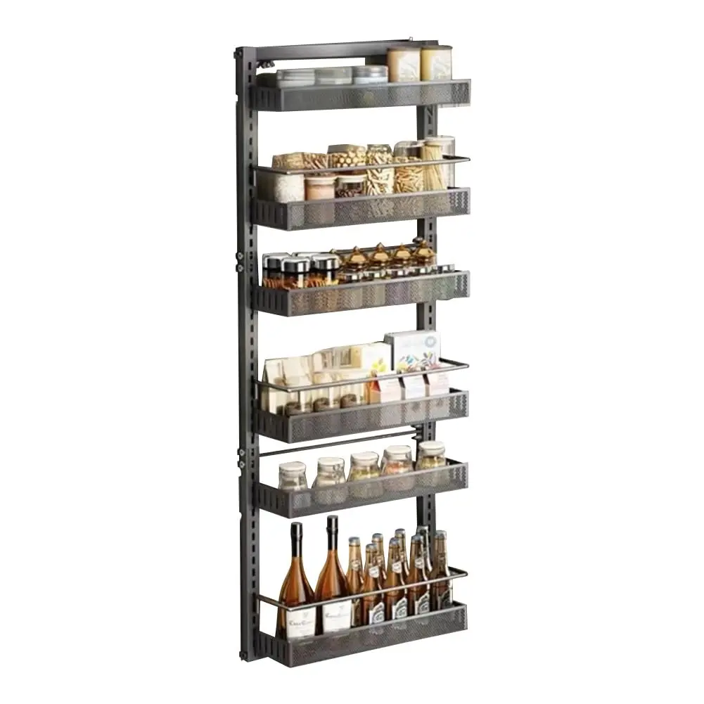 Garvee 6-Tier Over Door Adjustable Metal Pantry Organizer Rack, Heavy-Duty Kitchen Storage for Spice Jars and Containers, Wall-Mountable and Hanging Design, Large Capacity 44 x 16 x Dimensions
