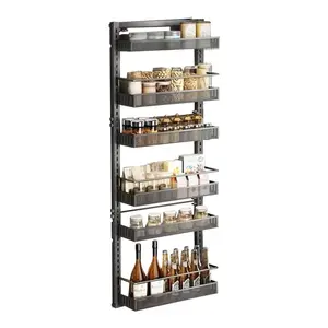 Garvee 6-Tier Over Door Adjustable Metal Pantry Organizer Rack, Heavy-Duty Kitchen Storage for Spice Jars and Containers, Wall-Mountable and Hanging Design, Large Capacity 44 x 16 x Dimensions