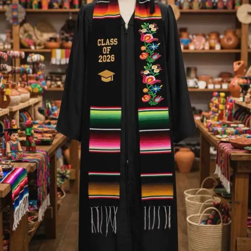 Class of 2026 zarape sash floral embroidered / mexican sarape sash/ sarape graduation stole /  Estola de graduacion mexicana