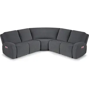 VANSOFY Extra Large Reclining Sectional Couch Covers, Washable 5-Piece Sofa Covers for L Shape Sectional Sofa Corner Seater, Thick, Soft Sofa Slipcovers (5 Seat Recliner Cover,Charcoal Gray)