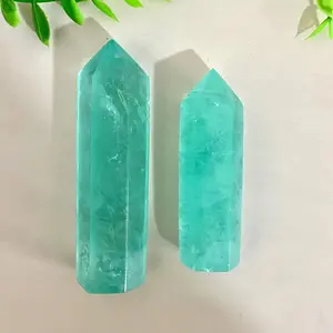Natural Green Fluorite Crystal Tower – Polished Hexagonal Point for Focus, Healing & Energy Cleansing