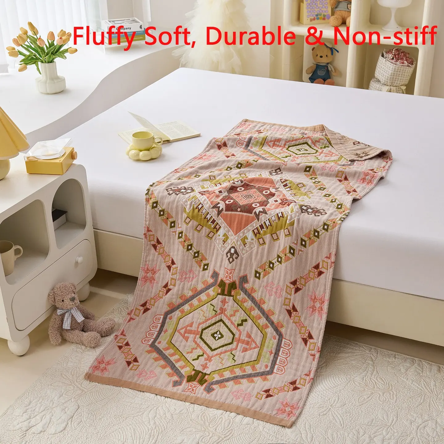 Breathable Soft Large Bath Towel, Vintage Ethnic Jacquard Cotton Bath Sheet, Absorbent Breathable Soft Home Shower Towel, Extra Large Size