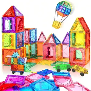 Magnetic Building Blocks Magnetic 3D Puzzle Toy, Magnetic Tiles Set, Creative Building Blocks, Colorful Construction Toys for Kids Boys Girls, Ideal Christmas New Year Gift Birthday Present