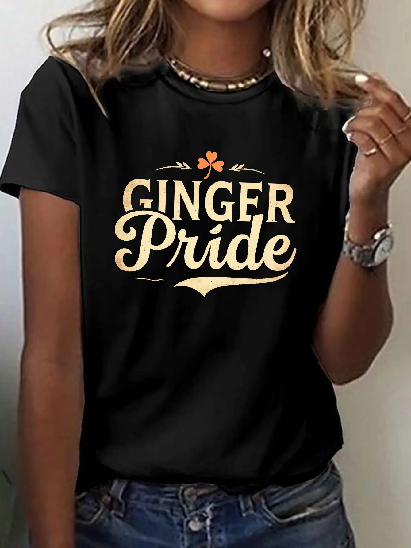 GINGER PRIDE in All Caps Print T-shirt, Short Slee unisex soft cotton short sleeve t shirt, vintage graphic casual tee for men women teens, perfect birthday holiday gift for camping travel gym daily street casual wear