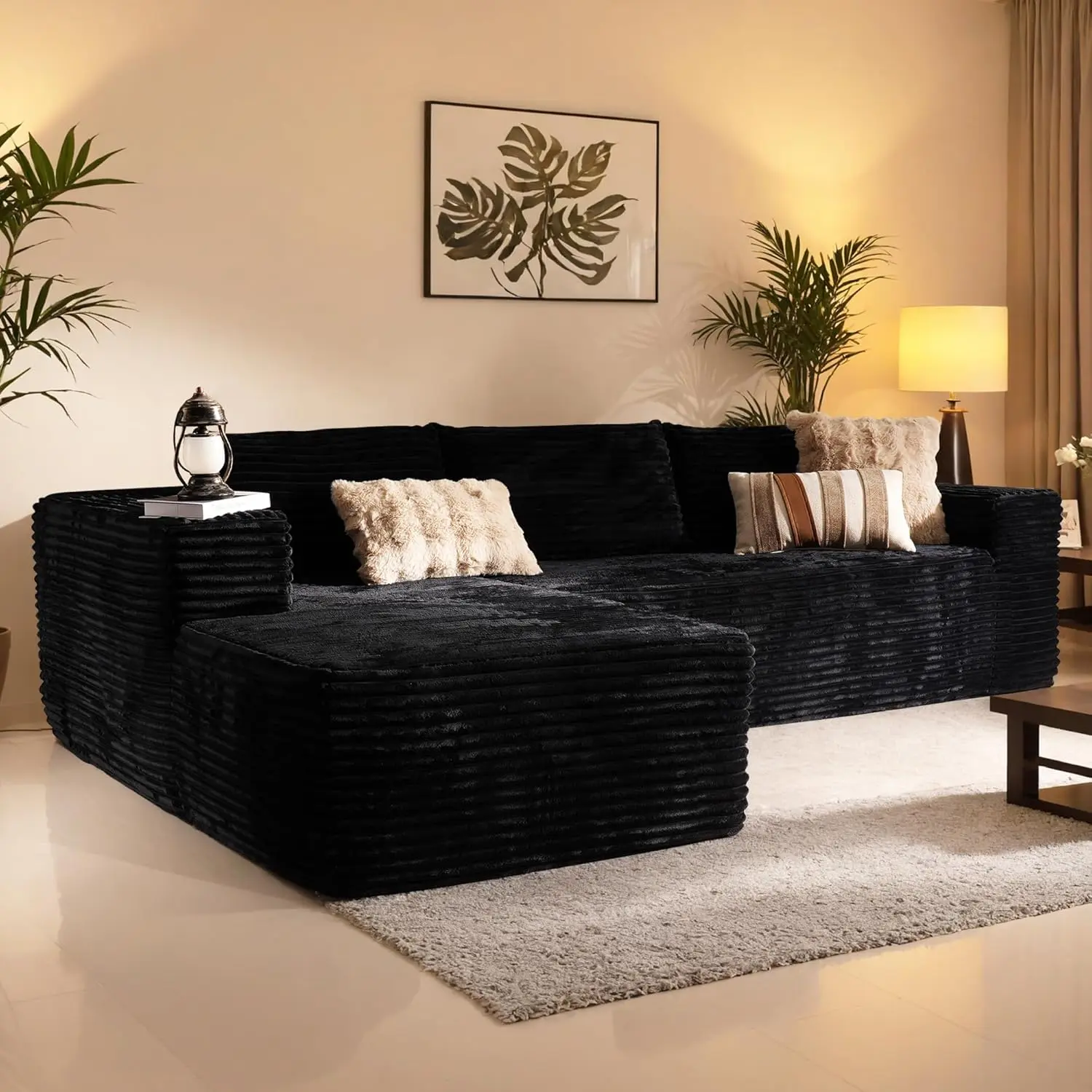 oversize Modular Sectional Sofa Couches L-Shape Couch 3 Seat Modular Sofa Memory Foam Sectional Couches for Living Room, Cloud Couch with Oversized Chaise chaise couch in a box sectional tool-free assembly furniture modern sala boneless tiktokshopspringgl