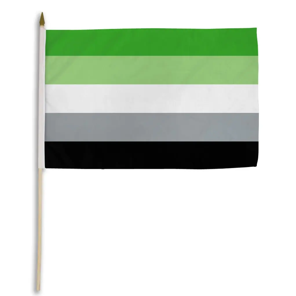 Aromantic 12x18in Synthetic Polyester Pride Stick Flag, Plastic-Wooden Construction, Individually Sewed Stick Mount, Printing Draping Backdrop Banner for Home & Festive Party Supplies, Parades, Draping Backdrop Festive Flags