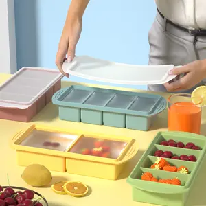 Silicone Freezer Tray Set with Lid, Meal Prep Containers, Makes 8 Perfect 1-Cup Cubes, BPA-Free, Dishwasher Safe, Ideal for Food Storage & Meal Prep