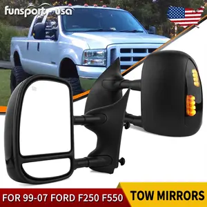 YITAMOTOR Tow Mirrors Compatible with 1999-2007 Ford F250 F350 F450 F550 Super Duty, 2001-2005 Ford Excursion Power Heated LED Signal Light Pair Car Accessories Set