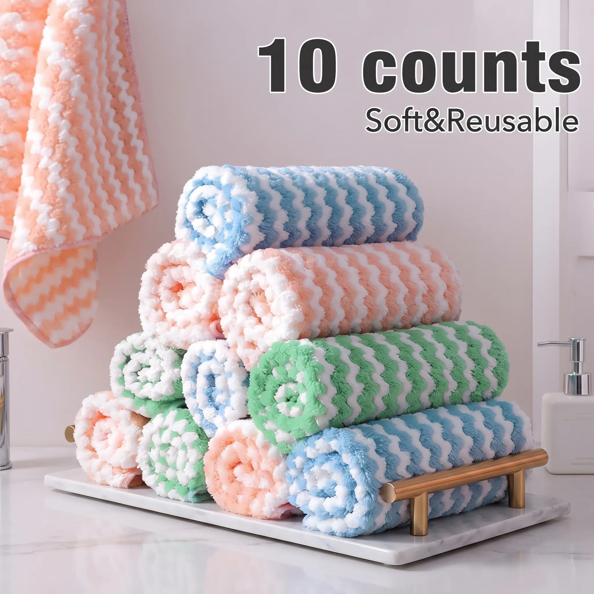 20-Count Super Soft Highly Absorbent Reusable Microfiber Cleaning Cloths Pack - Absorbent Washcloths for Dishes Washing, Kitchen Drying (Random Colors)