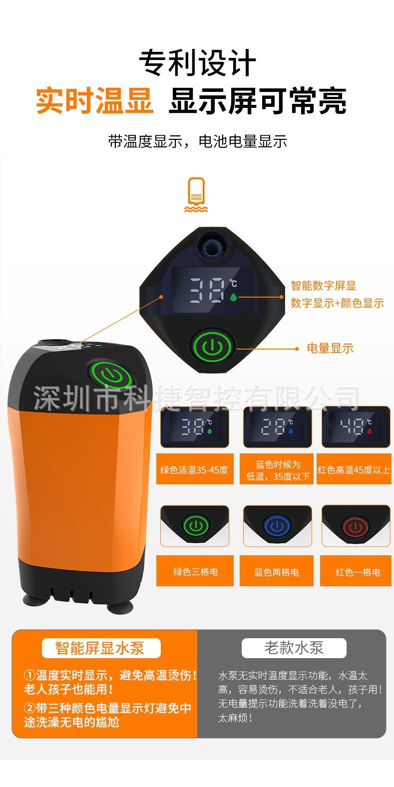 Ducha para acampar al aire libre IPX7, resistente al agua con pantalla Digital, bomba de ducha eléctrica portátil para senderismo, viajes, playa, riego de mascotas