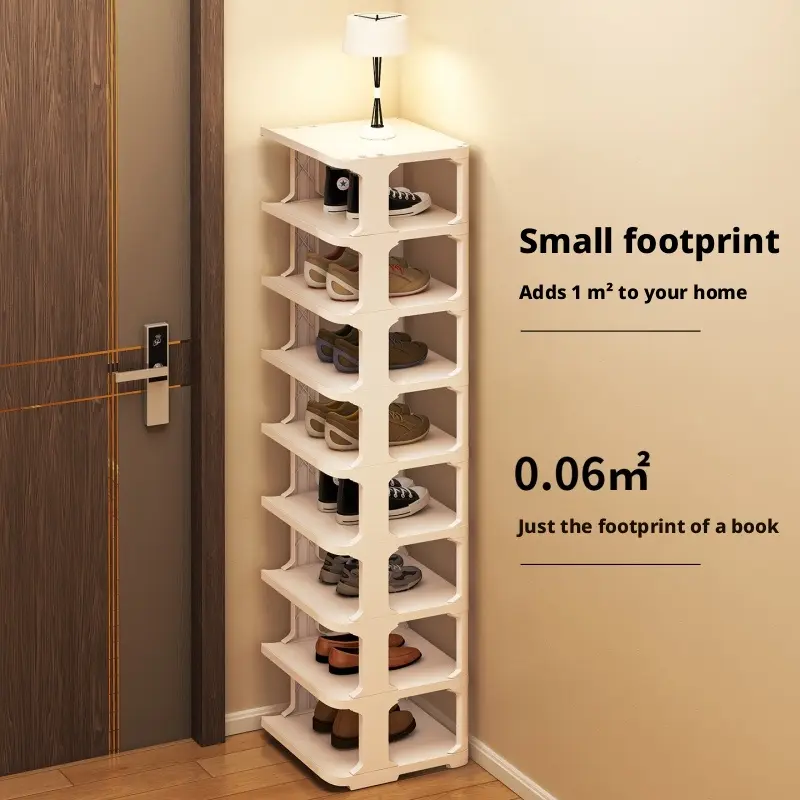 Indoor Shoe Rack Organizer - Narrow, Space-Saving Home Storage Rack with Shoe Shelf, Dual-Purpose, Compartment, Corner-Mounted, Decorative Design for Compact Entryway Small Spaces, Dual-Purpose Shoe Storage