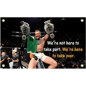 60in x 40in Conor Boxing Polyester Flag - Inspirational Office Gym Wall Decor Single Sided Flag with 4  - McGregor Gym Motivational Poster - Were Not Here To Take Part Were Here To Take Over