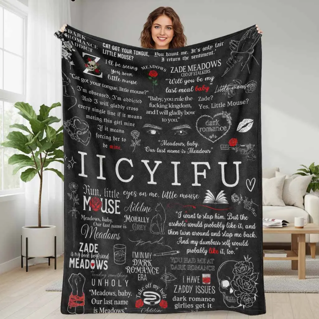 Dark Romance Quotes Flannel Blanket Aesthetic Book Lover Aesthetic Print Ultra Soft Cozy Lightweight Texture Perfect For Reading Nook Bedroom Decor Lounge Sofa Snuggle Gift Idea