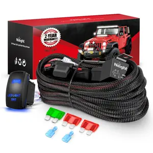 Nilight Wiring Harness Kit Nylon 12 AWG 1 Lead 12V 5Pin Rocker Switch Laser On Off Power Relay Blade Fuse for LED Light Bar Off Road Lights on Cars Jeep Boat Trucks Lighting Outdoor  dealsforyoudays