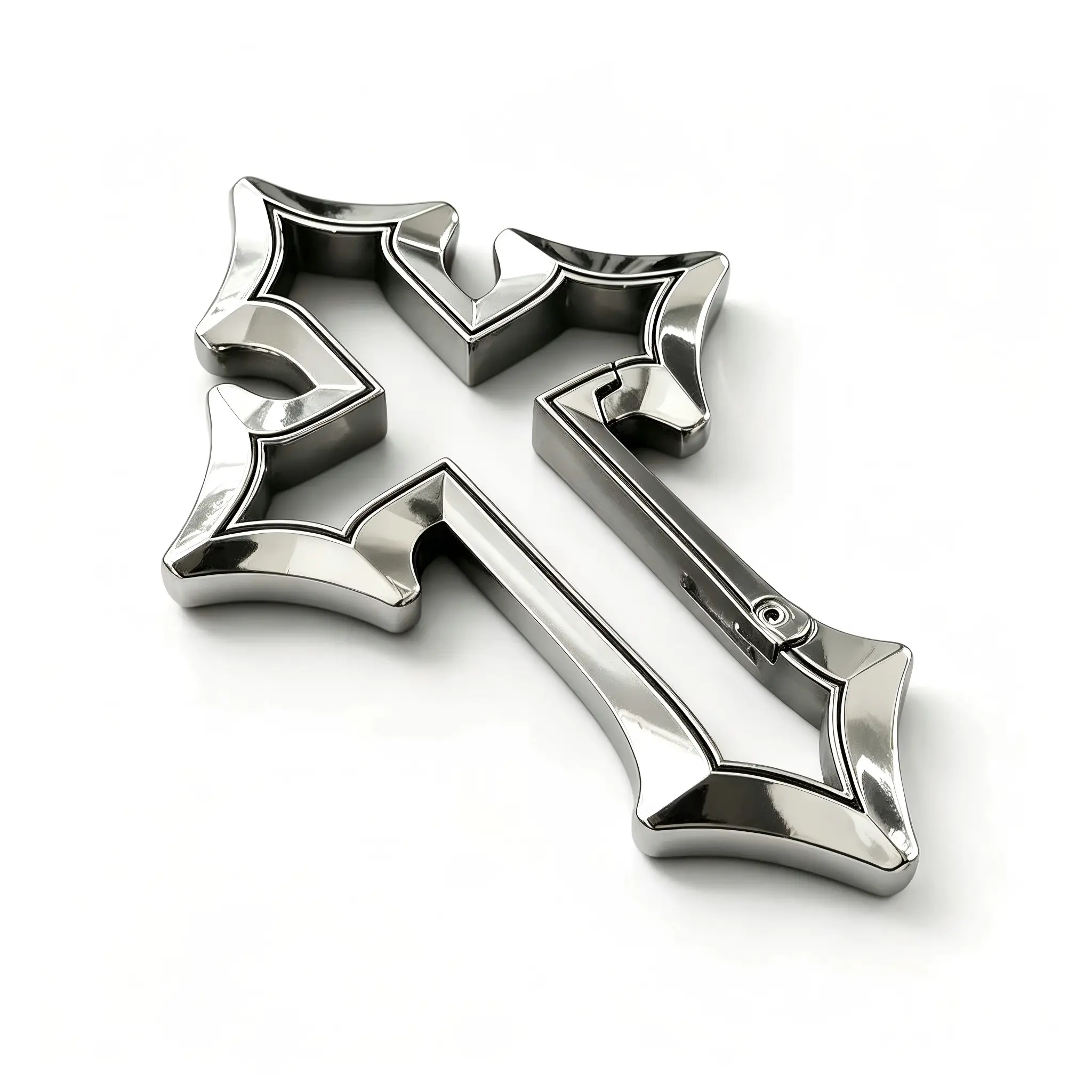 Gothic Cross Keychain, Antique Silver Alloy Accessory with Irregular Spring Buckle, Street Style Bag Pendant for Fashion Enthusiasts key accessory gift idea