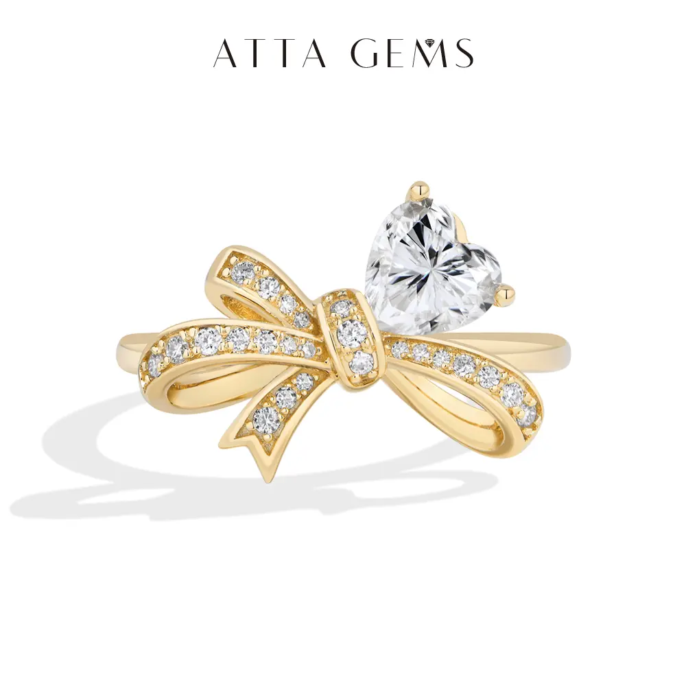 ATTAGEMS S925 Sterling Silver Heart Shaped Ring for Women, Ribbon Crossover Band with 6x6mm Synthetic Diamond, Birthday Gift, Elegant Ring, Fashion Heart Rings