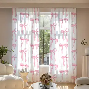 Princess Dream Curtains Set, Full Coverage Bow Design, Elegant, Suitable for Living Room Bedroom Balcony Kitchen Shower