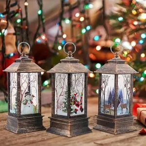 3 Piece Vintage Style Christmas Tea Lights, Battery Operated No-Fire Gentle Glow LED Candles Set, Santa Reindeer Snowman Designs, Holiday Decorations, Home Decor