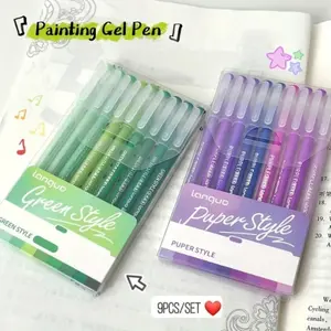 Gift for valentines's day  Languo Vibrant & Smooth Gel Pen Set 9 Counts Colored Drawing Gel Pen for Note Taking Planner Lettering Calligraphy School Supplies