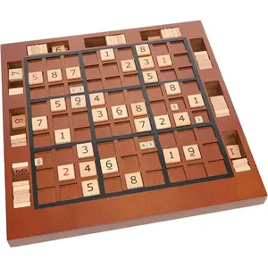 Wooden Sudoku Board with Storage Slots in Medium Stain - 11.5 in.