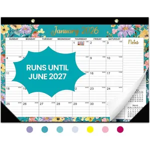 Desk Calendar 2026-2027, 21-Month Calendar Runs Until June 2027, Large 17" x 12" Monthly Desktop & Wall Calendar for Home & Office - Floral