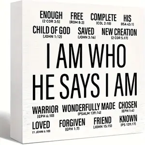 Christian Desk Square Foam PVC Desktop Decoration, Desk Sign, Indoor Home Decoration, Inspirational Religious Decor for Home Office, Bible Verse Gift for Men Women