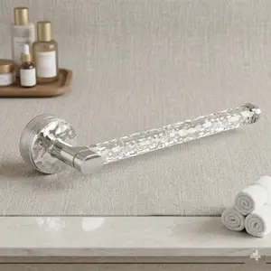 Suction Cup Paper Towel Holder Wall Mounted No Drill, Heavy Duty Stainless Steel Base Multipurpose Roll Dispenser, Clear Towel Bar Rack for Kitchen Bathroom Under Cabinet Organization