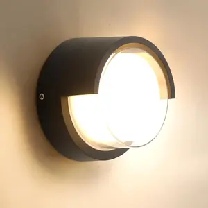 Modern Outdoor Glowing Wall Light Aluminum LED Exterior Round Acrylic Lighting Lamp for Bedroom Balcony Villa Courtyard Porch Garden Ip44